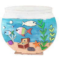 Aquarium en verre, jouet éducatif DIY, puzzle pour enfants, en bois, découpe laser, non toxique, finition mate, boîte cadeau personnalisable, OEM