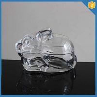 LANGXU Grand récipient décoratif en verre transparent en forme de lapin pour bonbons, sucre, emballage, boîte de rangement avec couvercle