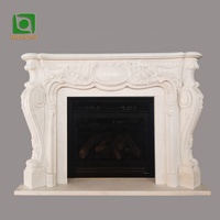 Cheminée décorative en pierre sculptée à la main en marbre blanc naturel