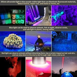 Longwave Shortwave UV Lamps 254nm 365nm 395nm Minerals Phosphor Detector UVA UVC Blacklight LED Flashlight Filter Camping USB - Product Image 3