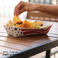 Plateau en papier personnalisé pour frites, poulet frit, nuggets et tortillas, résistant à la graisse
