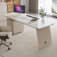 Table de bureau moderne, meuble de bureau de luxe en pierre blanc, bureau et chaise de bureau à domicile