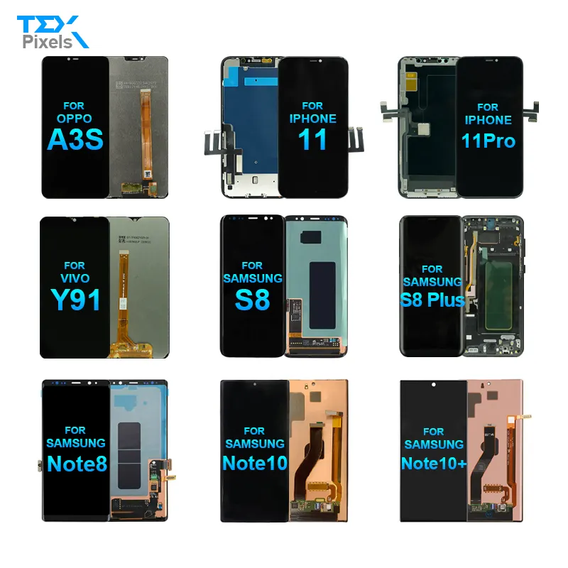 Lcd ponsel untuk Samsung S8 Note 8 10 Plus Screen untuk Iphone 11 Pro Lcd ponsel Y91 A3S untuk Gx Vivo Tecno layar Lcd