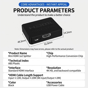 Répartiteur <span class=keywords><strong>HDMI</strong></span> 4K30Hz de haute qualité, 1 entrée 2 sorties audio, <span class=keywords><strong>multi</strong></span>-<span class=keywords><strong>écrans</strong></span>, en plastique ABS, pour ordinateur portable et boîtier TV - Product Image 4
