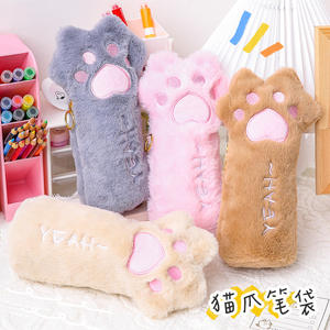Trousse à crayons en peluche patte de <span class=keywords><strong>chat</strong></span> mignon de grande capacité Sac de papeterie élégant Idée cadeau parfaite <span class=keywords><strong>pour</strong></span> les étudiants - Product Image 2