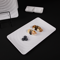 Assiette rectangulaire en mélamine blanche, écologique, rayée, élégante, incassable, compatible lave-vaisselle, pour hôtel