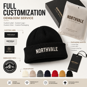 Bonnet d'hiver personnalisé avec logo, patch en cuir brodé, chapeau côtelé de haute qualité, vente en gros, faible MOQ, fabricant OEM - Product Image 1
