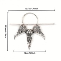 Épingle à Cheveux Viking Trois Crânes de Corbeau Pique Gothique Argent Antique Bijou Médiéval Nordique Accessoire Femme