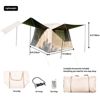 6.5 ㎡   Tente de camping gonflable Ridge, tente de glamping en Oxford 300D Titanium Blackout avec poutres pneumatiques en PVC et auvent intégré