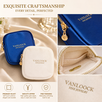 Pochette à bijoux miniature de luxe, étui à bijoux de voyage avec fermeture éclair, sac de rangement pour perles, logo personnalisé, pochette cadeau portable pour bijoux