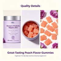 SYC BIO Gommes Probiotiques Femme à l'Orme Rouge – Flore Saine, Soutien Quotidien au Bien-être – 60 Unités, Saveur Pêche – Prix Usine