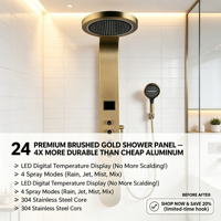 Panneau de douche mural multifonctionnel intelligent en acier inoxydable avec LED numérique et fonction pluie, étanche, pour salle de bain - Fabriqué en Chine