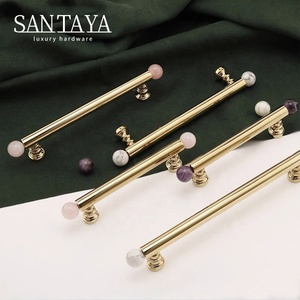 Santaya PVD <strong>Gold</strong> <strong>Crystal</strong> Brass Handles Kitchen Cabinet Pulls Bedroom Wardrobe Drawer <strong>Knobs</strong> Furniture Handle - Product Image 1