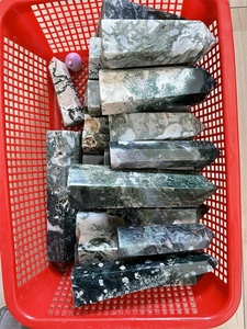Natürlicher Moo sachat Punkt Grüner Kristall turm Quarz Heils tab zum Verkauf - Product Image 6