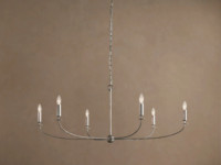 Lustre rond Arhaus Arnett en fer et verre à 8 lumières E12, en laiton, personnalisable, pour salon, décoration intérieure rustique de style farmhouse
