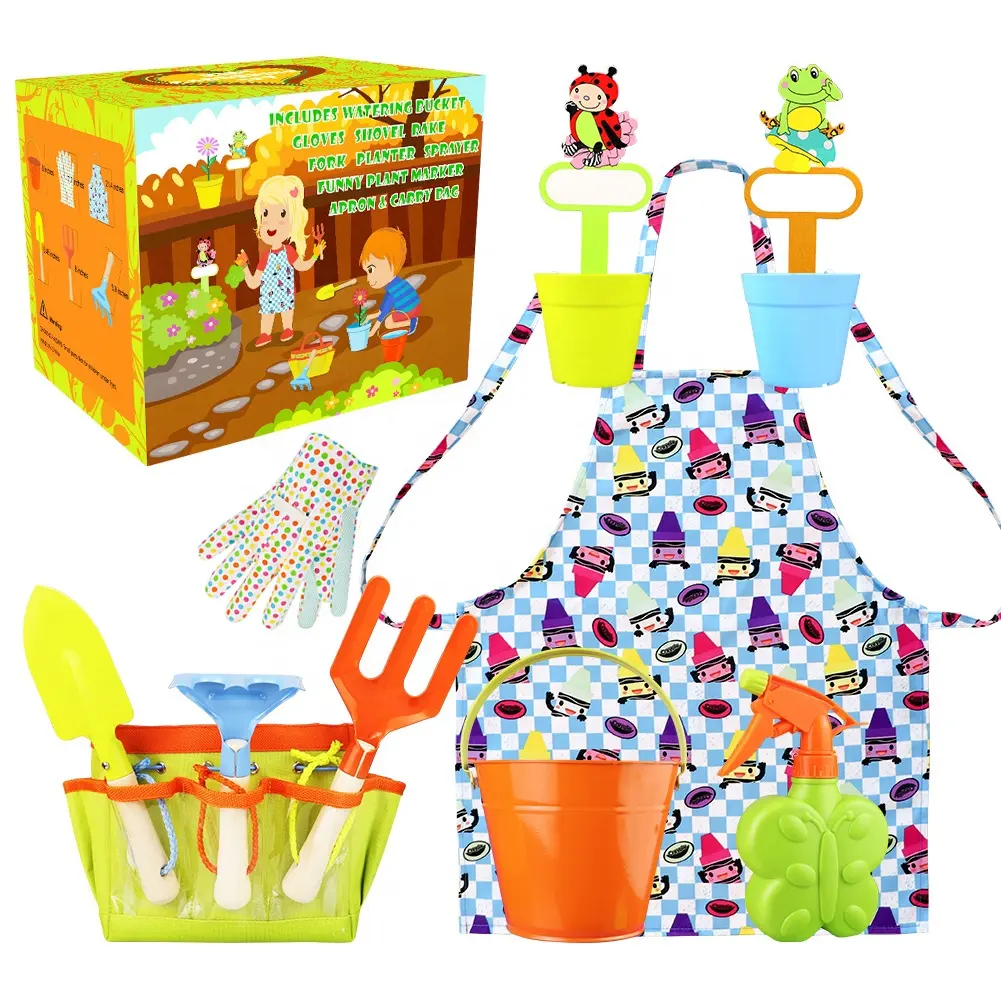 Conjunto de ferramentas de jardim, kit de ferramentas manuais e equipamento para crianças
