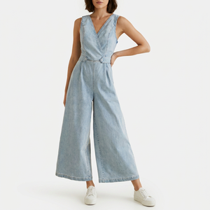 Nuevo Diseño, Mono de Mezclilla de Algodón sin Mangas hasta la Rodilla para Mujer, Estilo Utilitario, para Primavera - Product Image 1