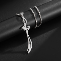 Pendentif Collier Perle Acier Inoxydable Islamique Musulman Zulfikar Imam pour Ali Épée Diamant Chaîne Serpent pour Cadeau Homme Pendentif