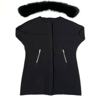 Manteau en laine tricotée à manches courtes avec col en fourrure de renard véritable de luxe Tyan, fermeture éclair, cardigan long épais et doux personnalisé pour femmes