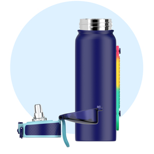 Eco-friendly Custom 600ml New Design Style Deep Blue Insulated Stainless Steel Water <b>Bottle</b> With <b>Straw</b> - Product Image 1