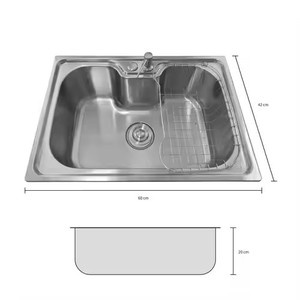 Vente chaude Prizi <span class=keywords><strong>Cheff</strong></span> 50cm En Acier Inoxydable Simple Bol Évier De Cuisine 304 + Pia De Torneira Gourmet Granit Top Deux Top Vendeur - Product Image 5