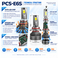 Kit compact de phares LED PCS-E6S 60W 6000LM avec driver linéaire intégré, matrice de 15 LED, H7 H11 9005 9006, homologué DOT E-mark, IP68