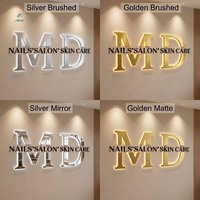Letrero de Recepción Personalizado con Logotipo, Letrero Acrílico con Retroiluminación LED 3D, Letras con Canal Dorado, Logotipo Iluminado con LED para Negocios