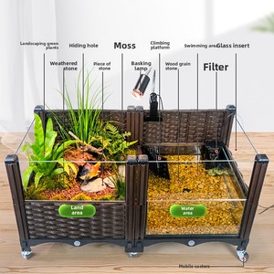 Tanque Ecológico para Tortugas - Gran Estanque Paisajístico para Tortugas - Caja de Cría de Vidrio para Ambientes Acuáticos y Terrestres - Product Image 3