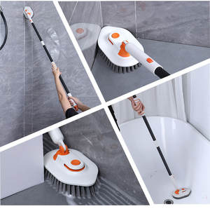 <span class=keywords><strong>Brosse</strong></span> de nettoyage de douche 4-en-1 à long manche 4 têtes différentes pour le récurage du carrelage de la salle de bain - Product Image 6