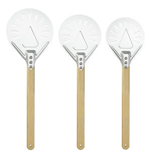 Pala para Pizza de Aluminio de 8 Pulgadas con Diseño Clásico y Mango Corto de Madera para la Preparación de Pizza al Estilo Italiano Tradicional - Product Image 2
