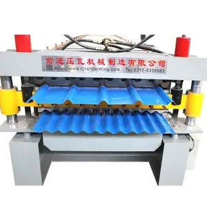 Techo sistema de construcción de zinc de aluminio de doble capa azulejo la fabricación de máquina formadora de rollos