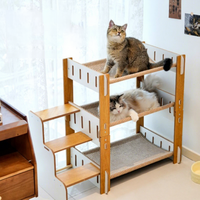 Arbre à chat multi-niveaux à 3 étages avec design anti-poussière pour grimper et gratter
