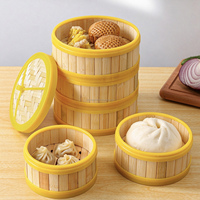Ensemble de paniers vapeur en bambou faits à la main, 5, 8 et 10 pouces, ronds, écologiques, pour la cuisson, idéal pour les restaurants chinois, les dim sum et les raviolis