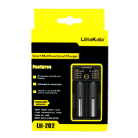 Chargeur de batterie intelligent USB Type-C Liitokala LII-202 4.2V pour batteries Li-Ion 18650/21700, pack de batteries au lithium rechargeable, 2 emplacements de charge