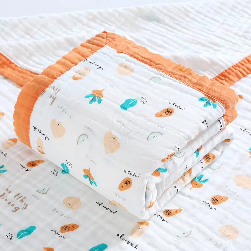 Manta de muselina de algodón orgánico para bebé, manta suave de 4 y 6 capas, 110x110 cm, venta al por mayor