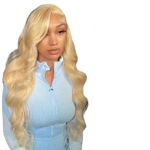 Meilleure vente transfrontalière Perruque dentelle dorée pour le corps avec cheveux longs en stock d'usine - Product Image 5