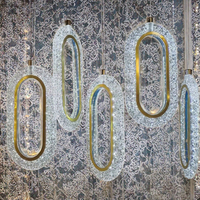 Lustre suspendu ovale en acrylique, luminaire LED pour plafond, cristal, décoration de chambre d'hôtel, mariage