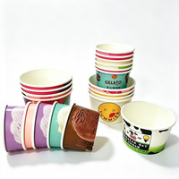 Gobelet à glace en papier kraft écologique à paroi simple avec couvercle, personnalisable avec logo imprimé, pour yaourt glacé et gelato