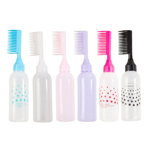 Hair <b>Dyeing</b> Bottle With Measuring Scale And Comb Attachment For Even Coloring All Hair Types Plastic PE <b>Material</b> - Product Image 4