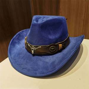 Sombrero de vaquero de fieltro de gamuza enrollable de ala ancha estilo Topper para viajes al aire libre con cinturón OX - Product Image 3