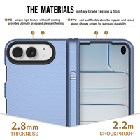 Coque de téléphone texturée en PC et TPU pour iPhone Duo avec protection de charnière, béquille dissimulée, bords surélevés pour écran et appareil photo, 9 couleurs