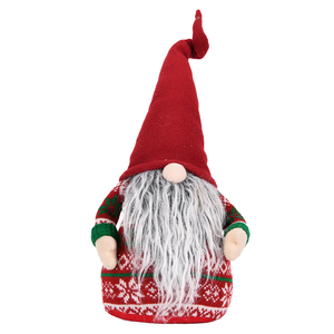 <span class=keywords><strong>Gnome</strong></span> de Noël en peluche rouge foncé à chapeau plié, avec barbe grise et <span class=keywords><strong>pull</strong></span> en tricot Fair Isle, pour décoration de cheminée nordique, en gros - Product Image 1