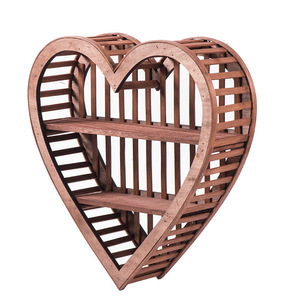 Wooden <b>Wall</b> <b>Mounted</b> Storage Rack Heart Shape 2 Tier For Home Decoration Valentine's Day Display <b>Shelf</b> - Product Image 3