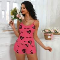 Nouvel ensemble de pyjama en tricot rose décontracté, doux et lisse avec un imprimé cils en forme de cœur