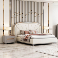 Ensemble de meubles de chambre à coucher de luxe moderne, lit king size, table de chevet, 5+ tiroirs, tête de lit éclairée, en bois, meubles pour la maison, hôtel