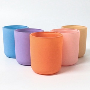 Lọ đựng nến thủy tinh màu mờ in họa tiết lớn 16oz FENGJUN, kiểu trụ sang trọng có nắp - Product Image 1