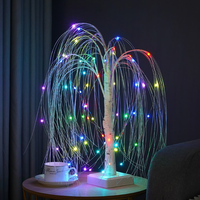 Lumière LED RVB en forme de saule, télécommande, alimentation USB par batterie, décoration intérieure/extérieure pour fêtes, Noël, mariages