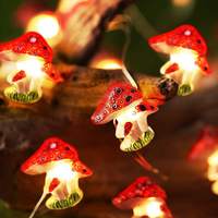 Guirlande lumineuse LED à piles en fil de cuivre, motif abeille, champignon, fleur, étanche pour extérieur, décoration de jardin, patio, fêtes