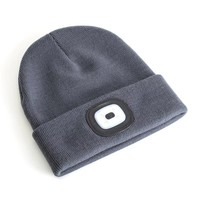 Gorro con Luz LED Recargable, Linterna Frontal Brillante, Gorros de Punto Cálidos de Invierno para Correr, Senderismo, Camping, Pesca en Hielo