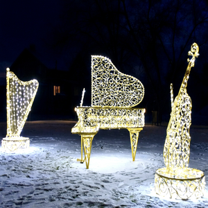 Esculturas Decorativas LED 3D para Exteriores, Instrumentos Musicales: Piano, Guitarra, Violín, Saxofón, Trompeta, Decoración para Ramadán, Navidad, Paisajes - Product Image 1